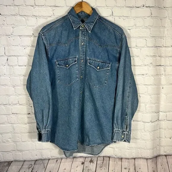 GAP Shirts Vintage Gap Denim Shirt Pearl Snap Mens Size Small